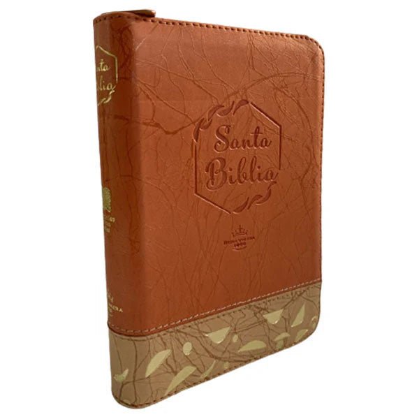 Biblia Reina Valera 1960 con cierre palabras de Jesús en rojo letra mediana natural/beige canto dorado