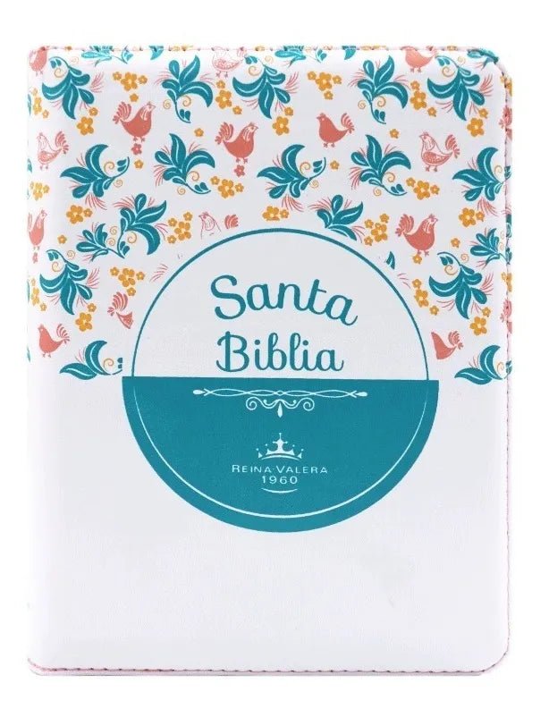 Biblia Reina Valera 1960 con cierre palabras de Jesús en rojo imitación piel verde canto blanco