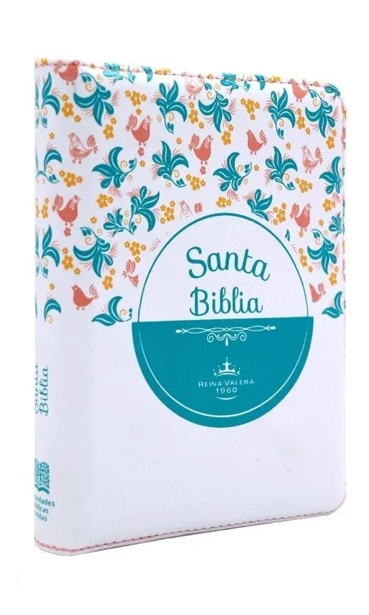 Biblia Reina Valera 1960 con cierre palabras de Jesús en rojo imitación piel verde canto blanco