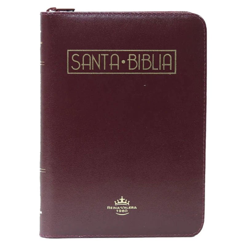 Biblia Reina Valera 1960 letra grande con cierre palabras de Jesús en rojo imitación piel vino tinto canto dorado