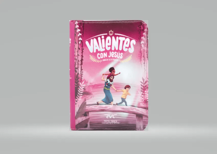 Biblia Reina Valera Contemporánea letra grande con cierre palabras de Jesús en rojo vinilo rosa canto rosa