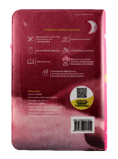 BIBLIA RVC062cZLGPJR L 12p 13x21 CONCORDACIA CIERRE PJR TAPA PLASTICA ROSA VALIENTES CON JESUS QR