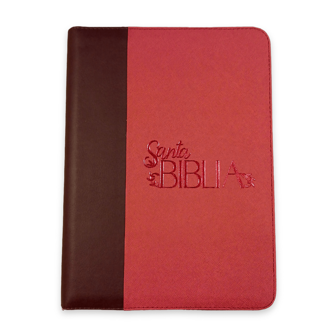 Biblia Reina Valera 1960 – 086 – Con Concordancia – Letra 12 pts – 17x23,5 cm – Palabras de Jesús en Rojo – Cierre – Tapa PU Naranja/Vino
