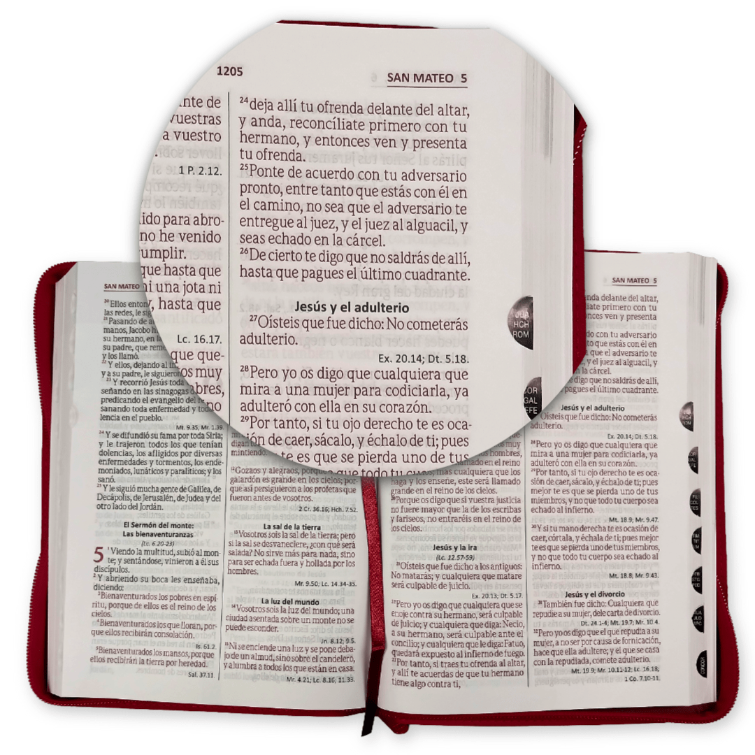 Biblia Reina Valera 1960 – 086 – Con Concordancia – Letra 12 pts – 17x23,5 cm – Palabras de Jesús en Rojo – Cierre con Índice – Tapa PU Cereza/Vino