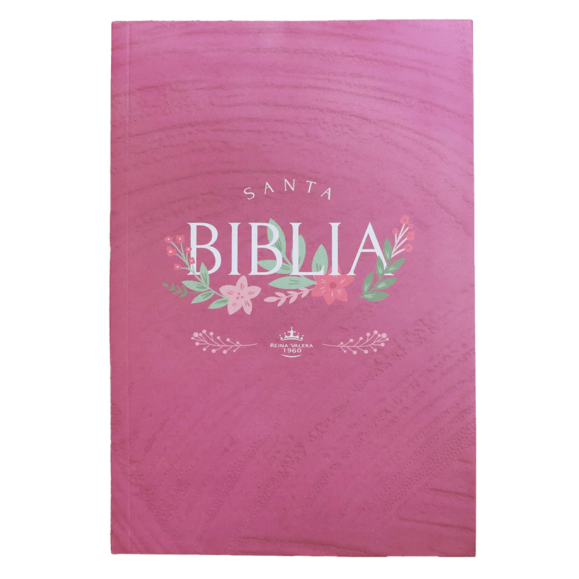 Biblia Reina Valera 1960 letra grande flexible rosa canto blanco