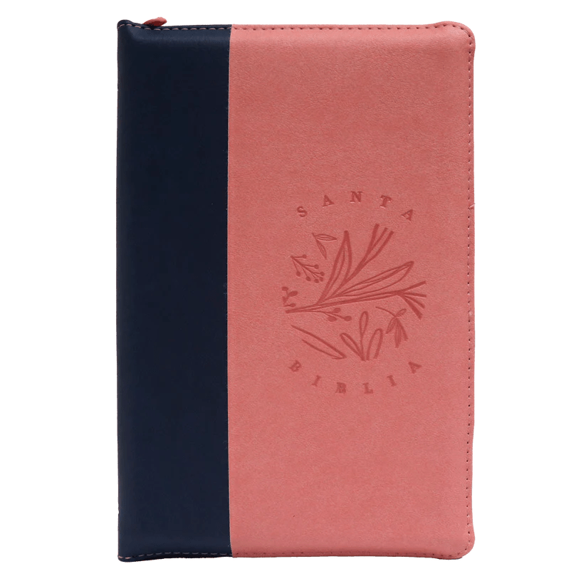 Biblia Reina Valera 1960 letra grande con cierre rosa canto pintado