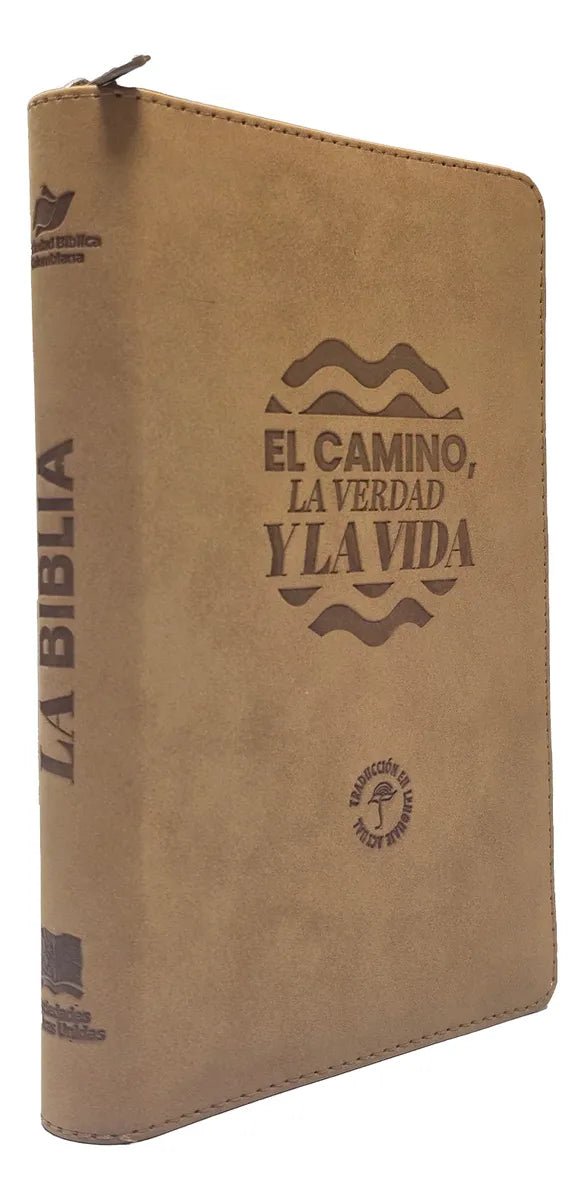 Biblia Traducción al Lenguaje Actual letra grande con cierre color miel canto dorado "Nuevo"