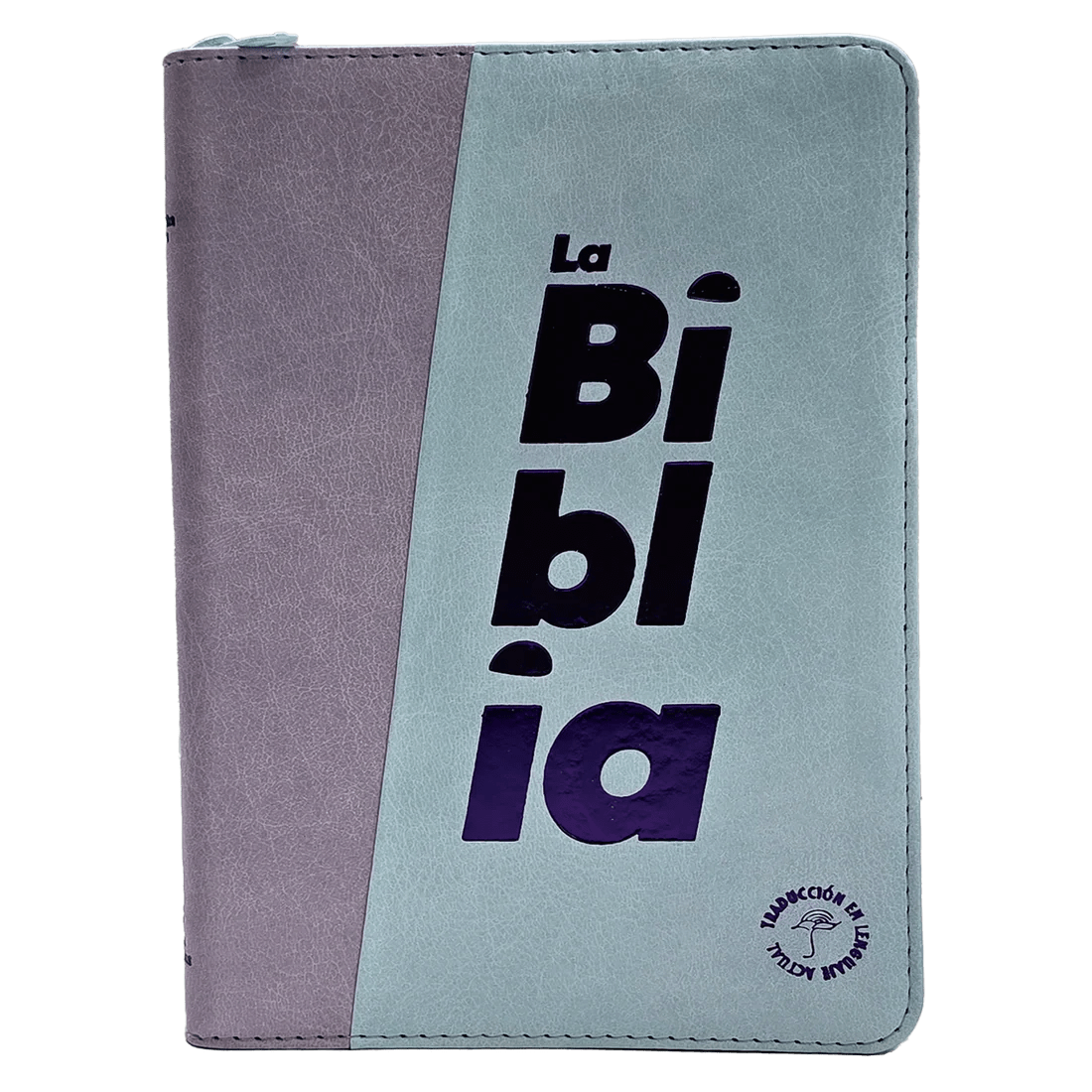 Biblia Traducción al Lenguaje Actual letra grande con cierre azul claro/morado canto plateado