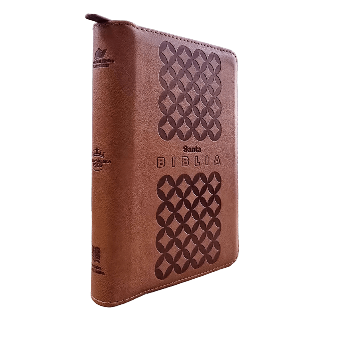 Biblia Reina Valera 1960 letra grande con cierre color café canto pintado
