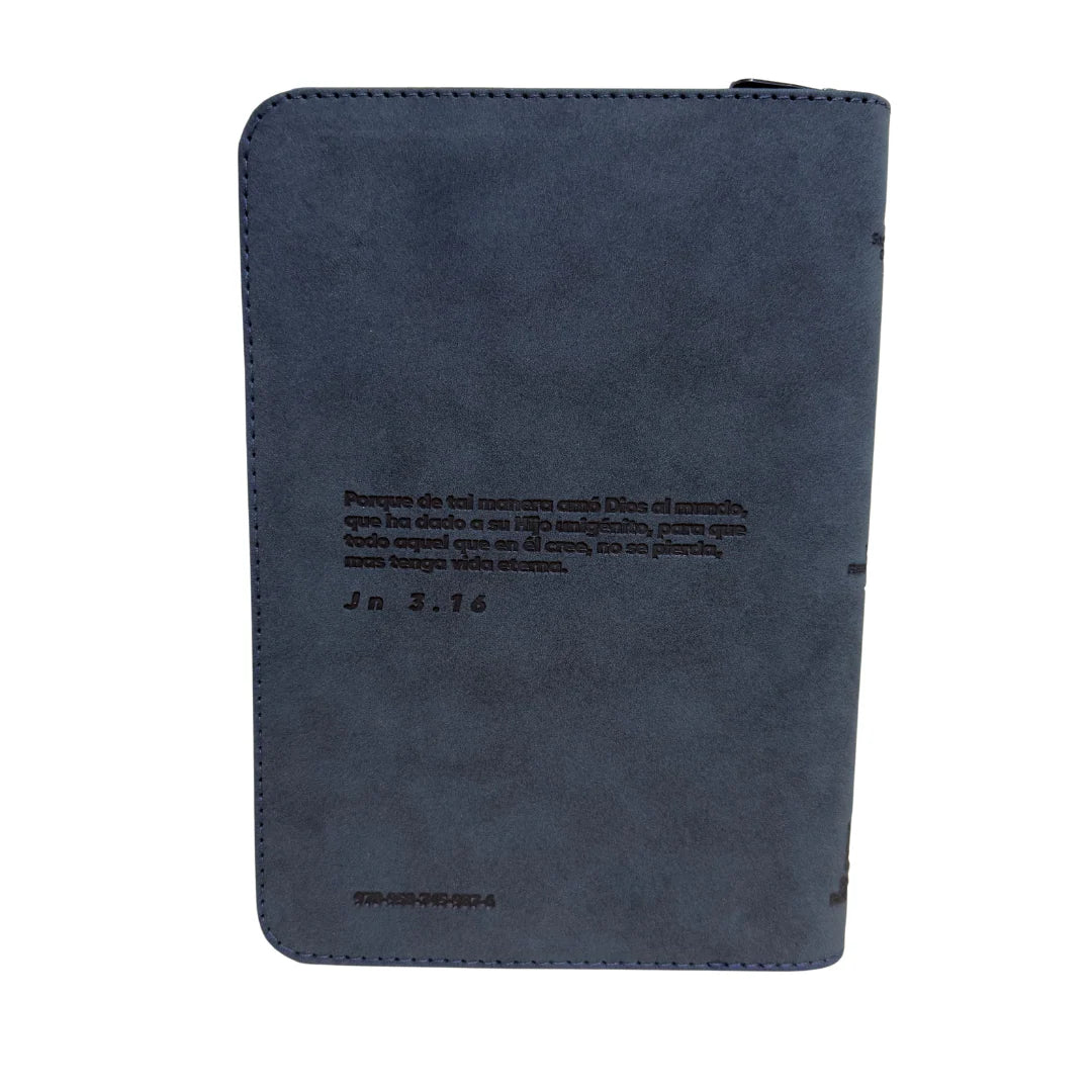 Biblia Reina Valera 1960 letra grande con cierre azul canto plateado