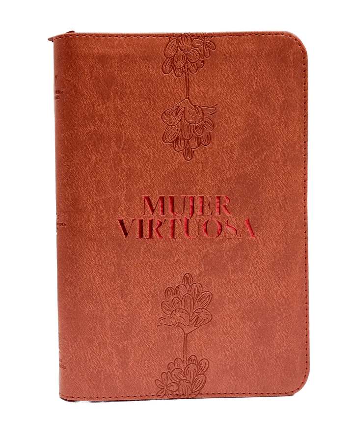 Biblia Reina Valera 1960 letra grande con cierre "Mujer Virtuosa" rojo canto plateado