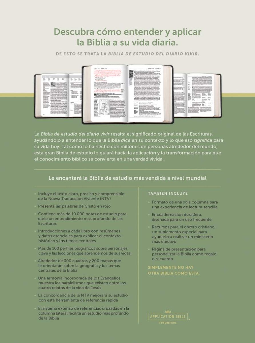 Biblia de Estudio del Diario Vivir Nueva Traducción Viviente – Tapa Imitación Piel Café con Índice, Letra 11pt, 18x25 cm