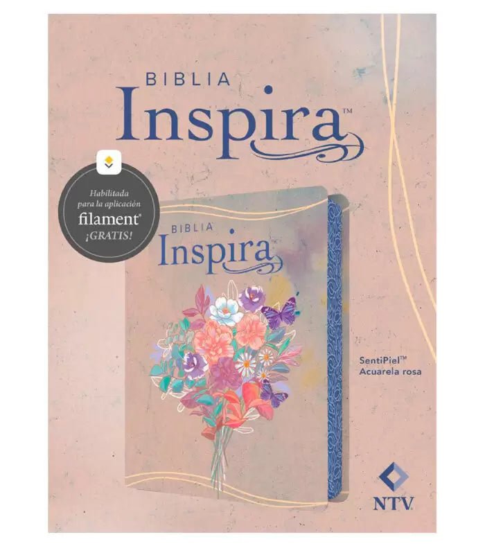 Biblia NTV Nueva Traducción Viviente Letra Estandar 16X21 Inspira con Filament Tapa Simil Piel Rosa
