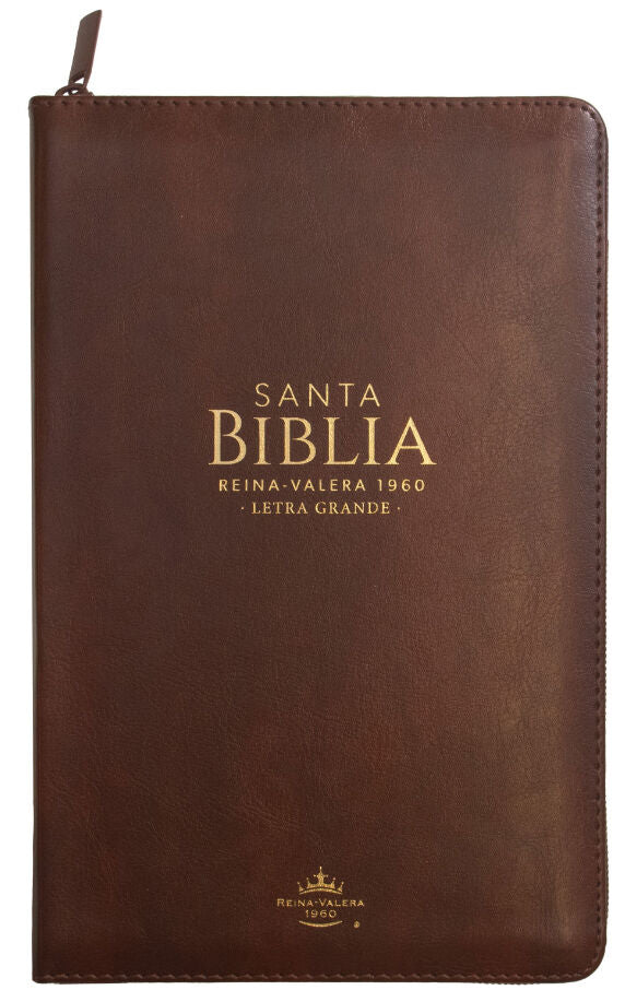 Biblia Reina Valera 1960 · 13,8x21,2 cm · Letra grande 12,5 pt · Con cierre · Edición clásica café