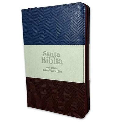 Biblia Reina Valera 1960 065Lg Czti Tricolor Azul/Gris/Marrón