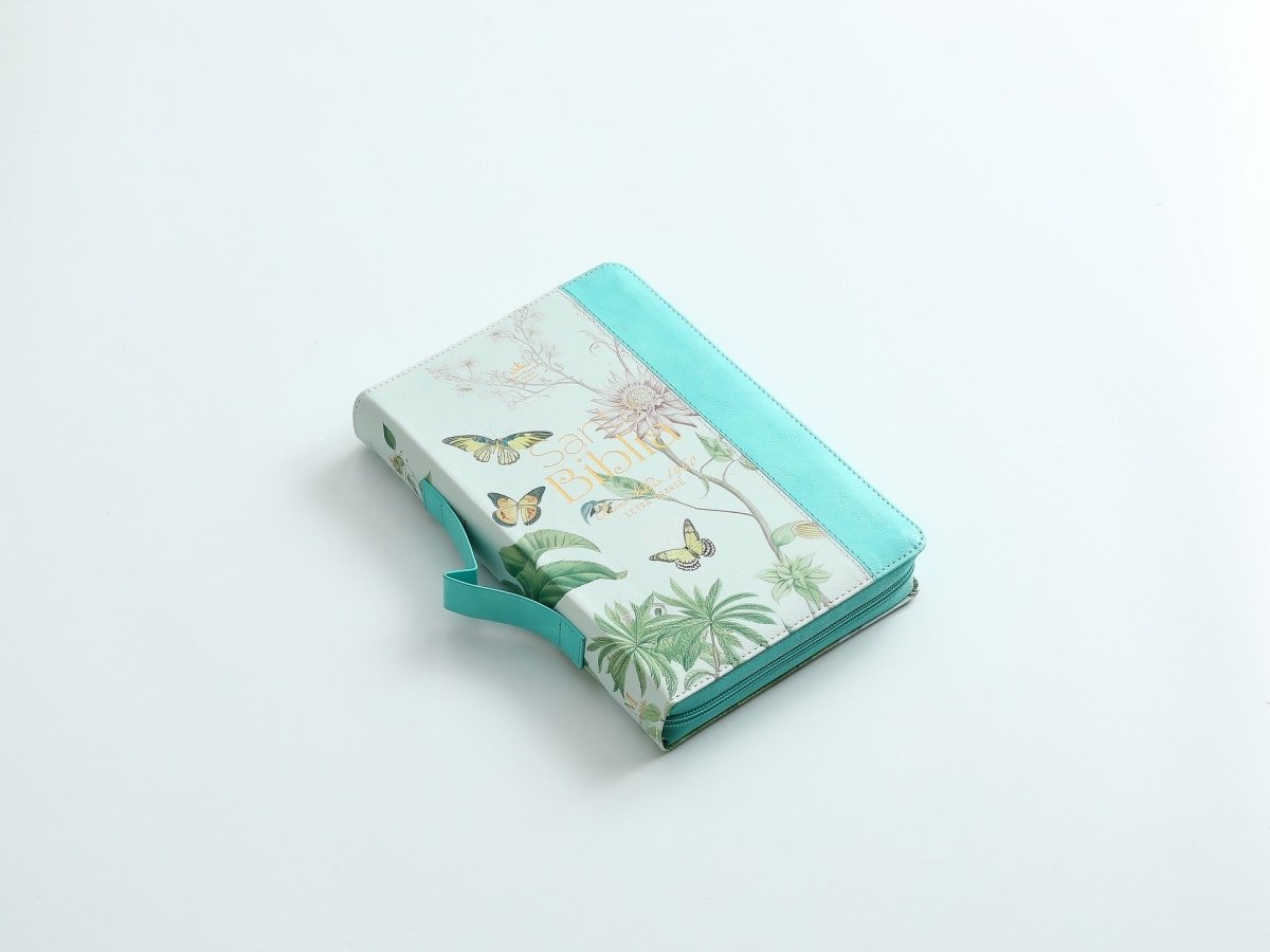 Biblia Reina Valera 1960 · 13,8x21,2 cm · Letra grande 12,5 pt · Con cierre e índice · Colección Pretty turquesa