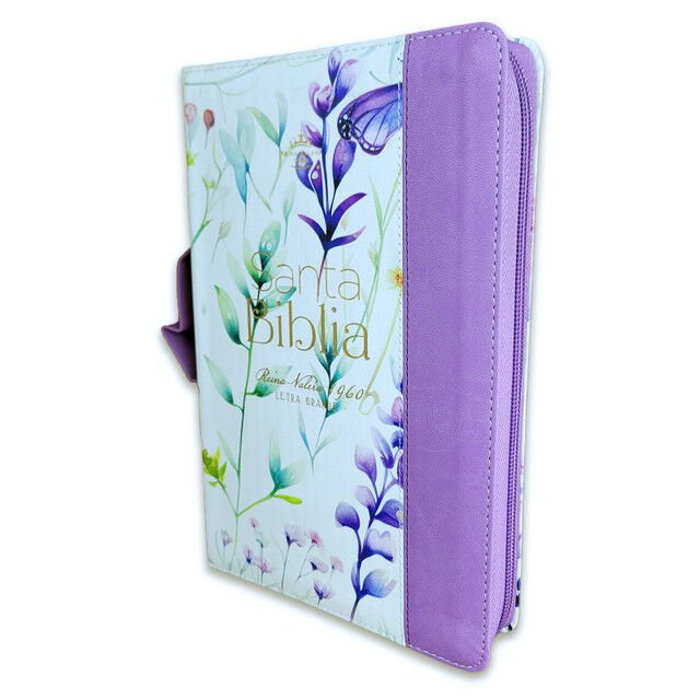 Biblia Reina Valera 1960 · 13,8x21,2 cm · Letra grande 12,5 pt · Con cierre e índice · Colección Pretty lila