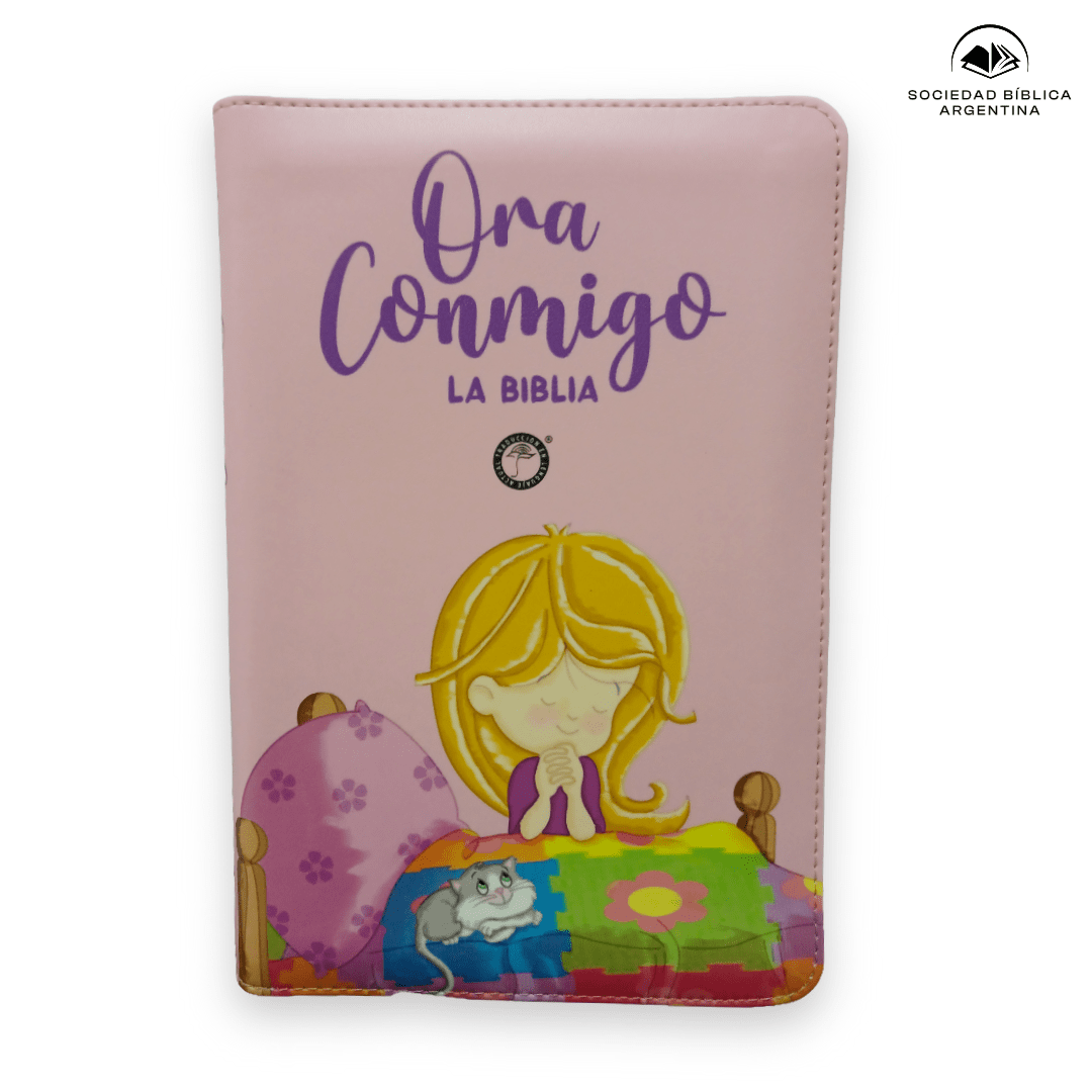 Biblia Traducción en Lenguaje Actual Letra Grande Con Cierre Ora Conmigo Rosada 13,5 x 21 cm
