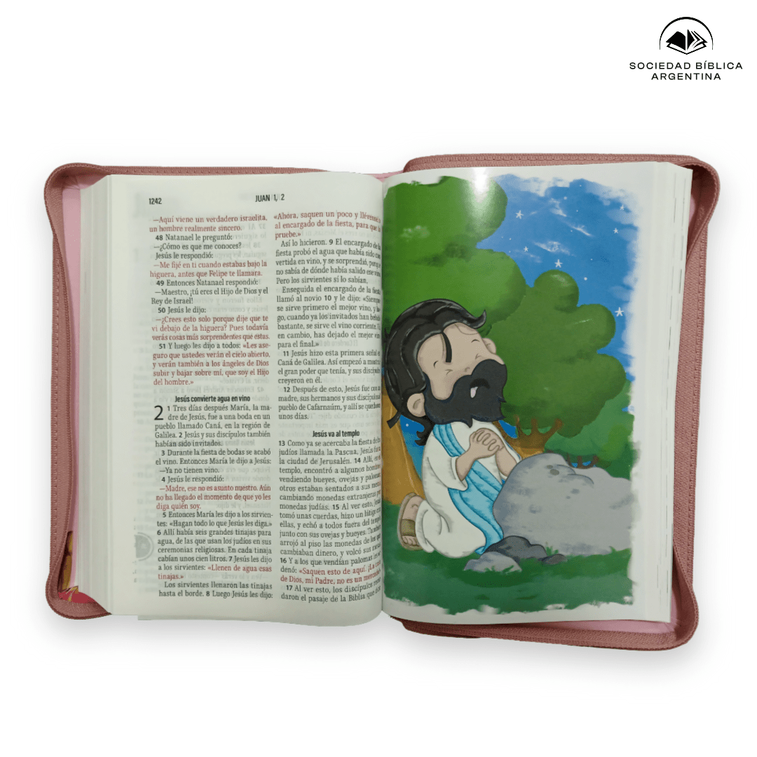 Biblia Traducción en Lenguaje Actual Letra Grande Con Cierre Ora Conmigo Rosada 13,5 x 21 cm