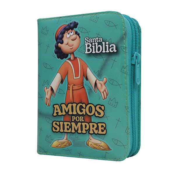 Biblia Reina Valera 1960 con cierre color verde/verde "Amigos"