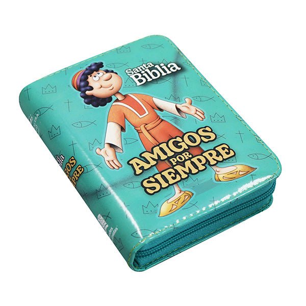 Biblia Reina Valera 1960 con cierre color verde/verde "Amigos"
