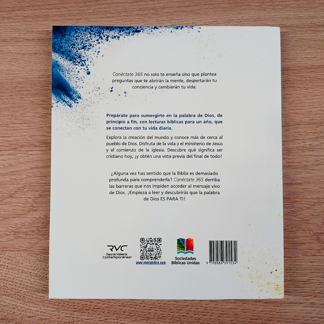 Biblia Conéctate 365 Devocional Reina Valera Contemporánea Blanco – Tapa Blanda, Letra 9 Puntos