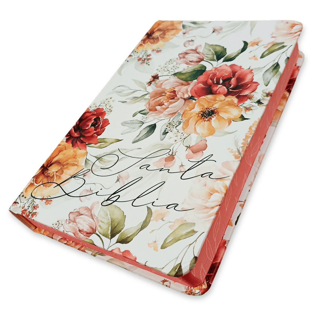 Biblia Reina Valera 1960 · Tapa dura · Diseño con flores rosadas