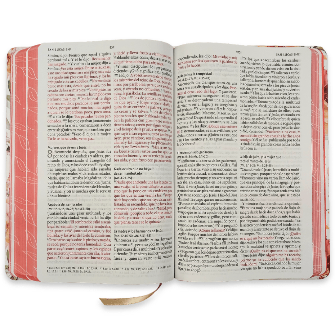 Biblia Reina Valera 1960 · Tapa dura · Diseño con flores rosadas