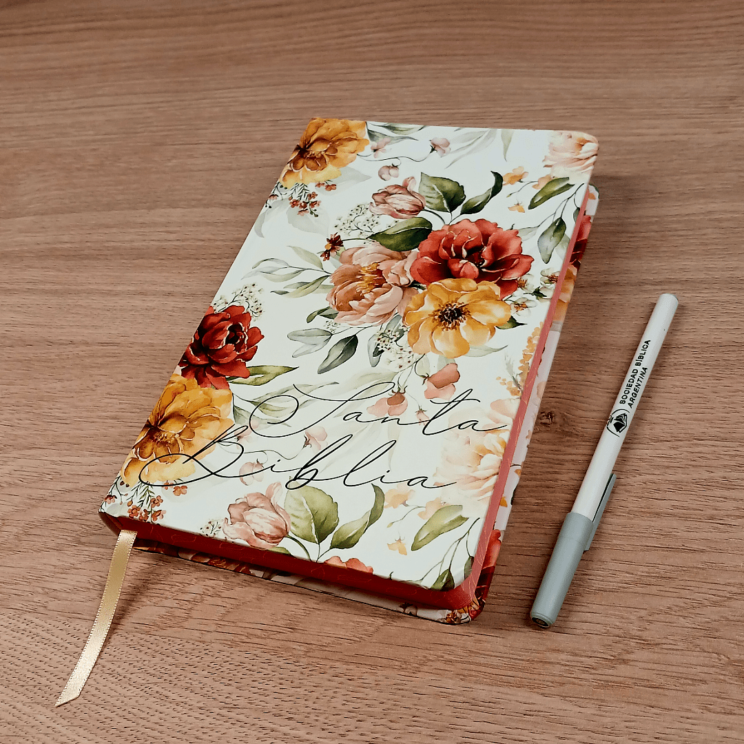 Biblia Reina Valera 1960 · Tapa dura · Diseño con flores rosadas