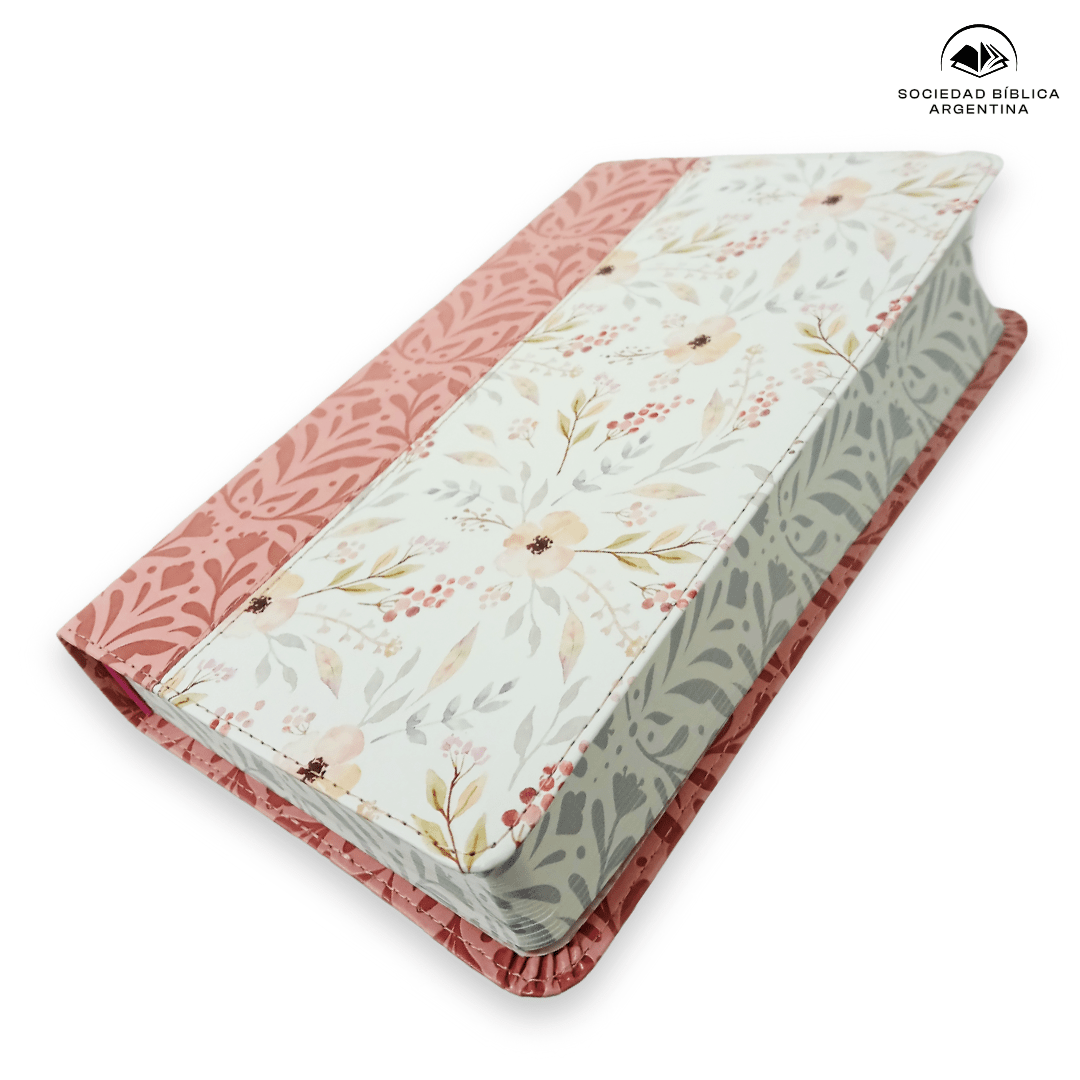 Biblia RVR1960 Tapa PU Rosa con Flores