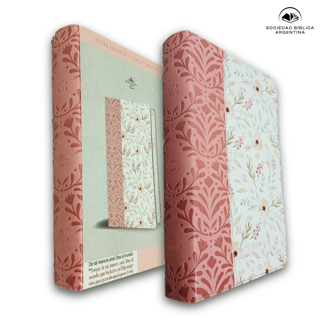 Biblia RVR1960 Tapa PU Rosa con Flores