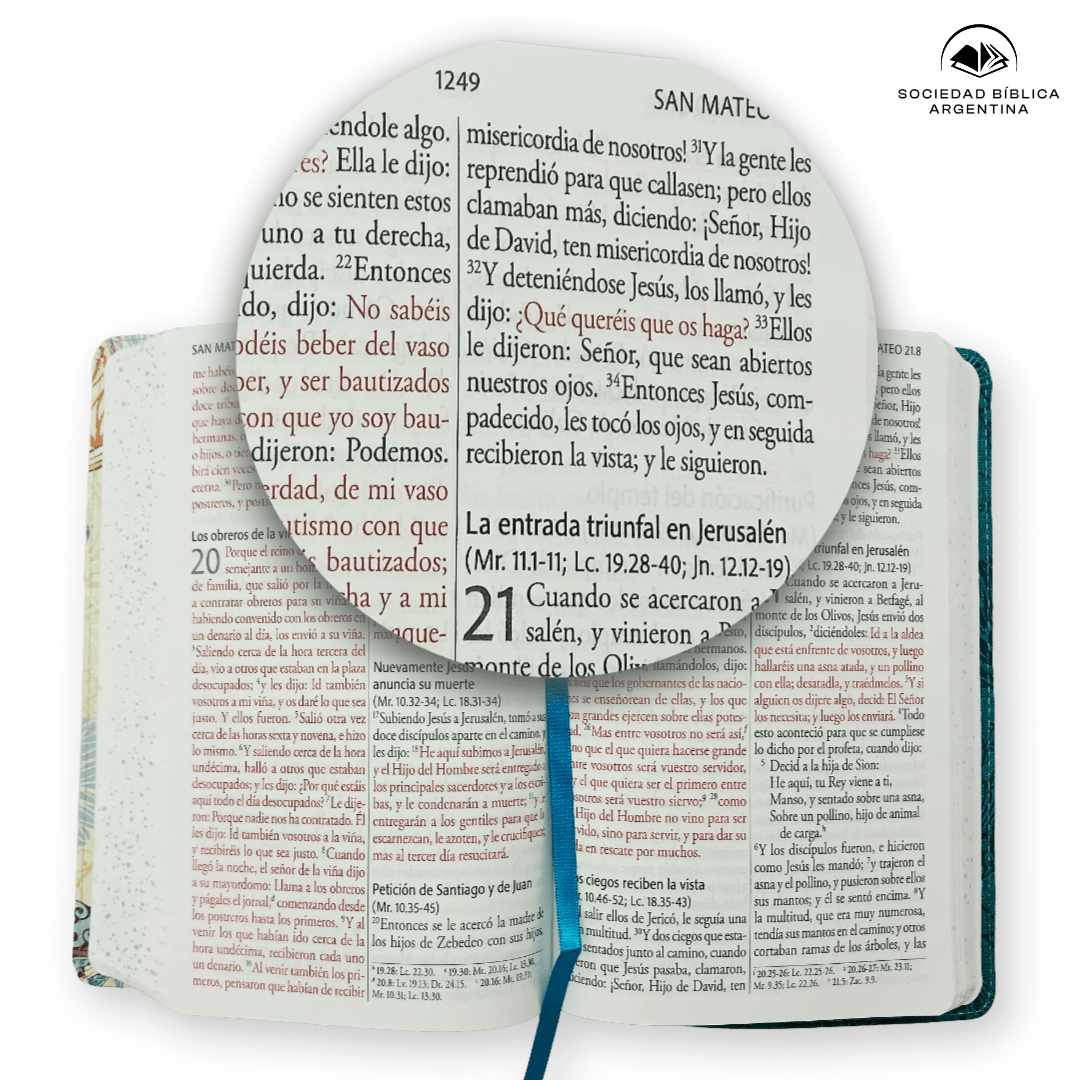 Biblia Reina-Valera 1960, Letra 14 Pt, 14×21, Palabras De Jesús En Rojo, Concordancia, Tapa PU, Azul, Pájaros