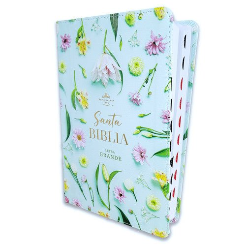 Biblia RVR60 065cti Colección Supreme Turquesa con flores