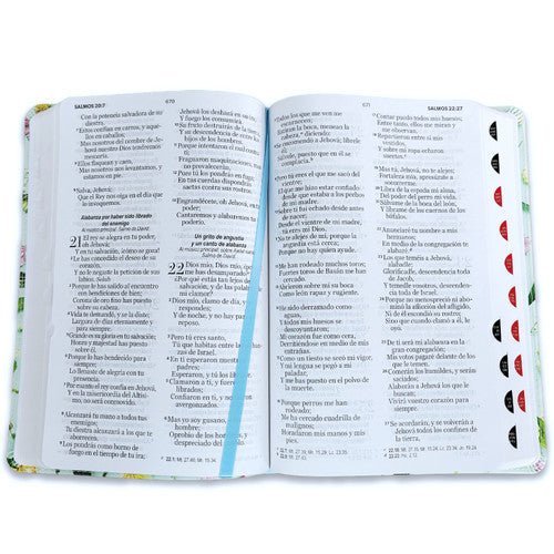 Biblia RVR60 065cti Colección Supreme Turquesa con flores