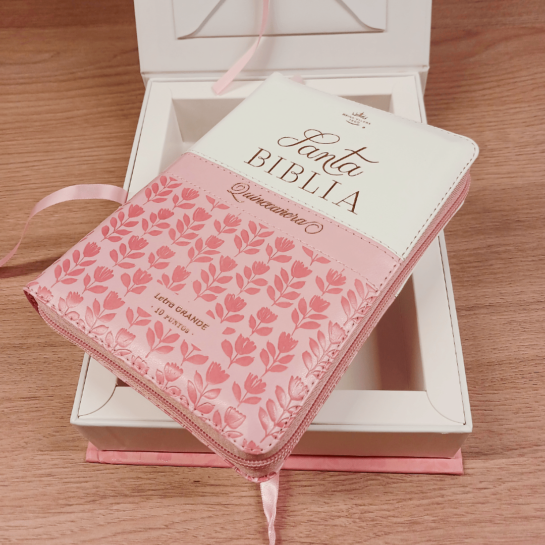 Biblia Reina Valera 1960 045Cti L 10P 11X16 Quinceañera Rosa/Blanco