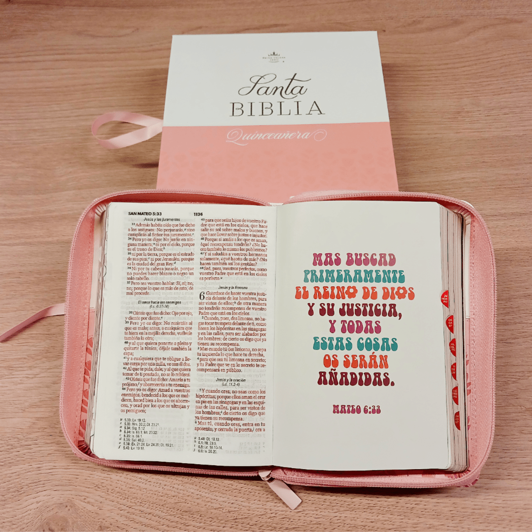 Biblia Reina Valera 1960 045Cti L 10P 11X16 Quinceañera Rosa/Blanco