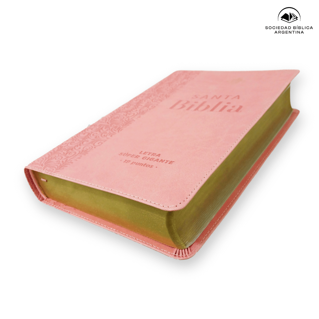Biblia Reina Valera 1960 · 15,8x23,5 cm · Letra súper gigante 19 pt · Tapa imitación piel · Diseño floral rosa