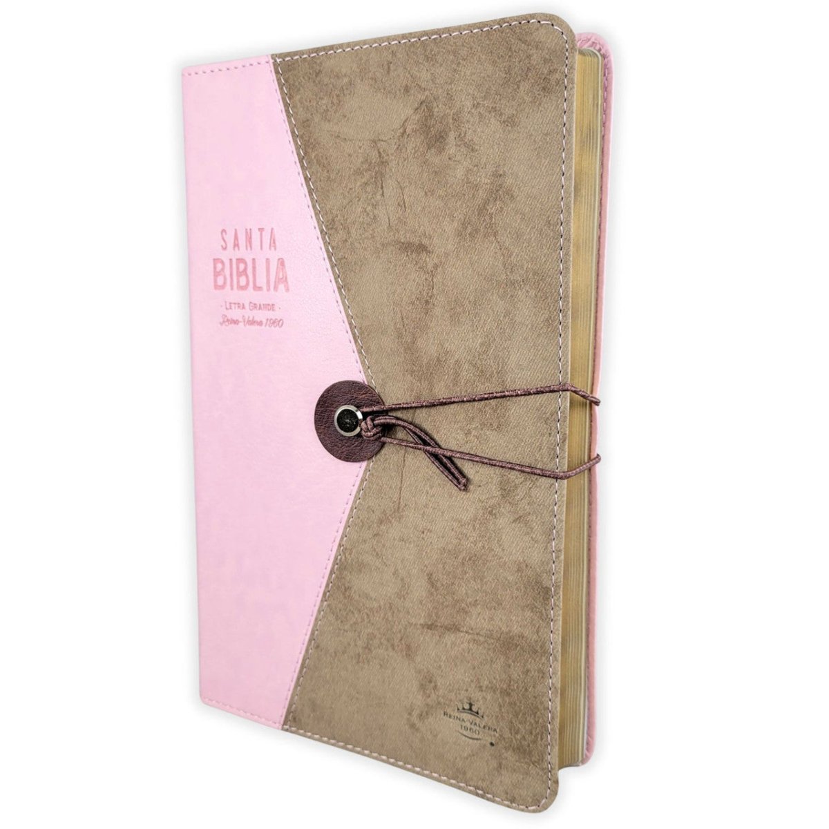 Biblia Reina Valera 1960 Vintage – Con Concordancia – Letra 11 pts – 14x21 cm – Tapa PU – Rosa/Café