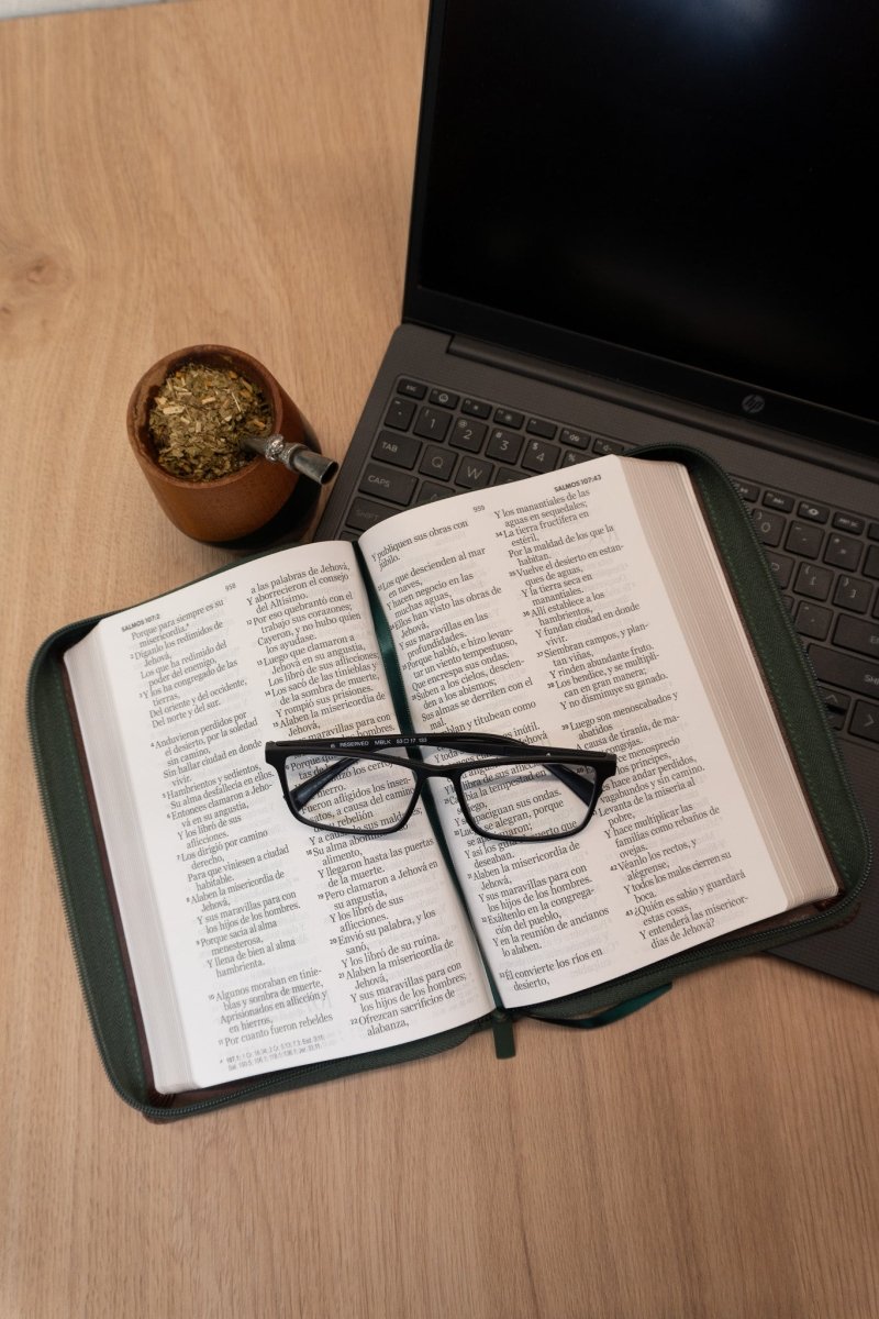 Biblia Reina Valera 1960 – 068 – Con Concordancia – Letra 14 pts – 14x21 cm – Cierre – Café/Verde Olivo