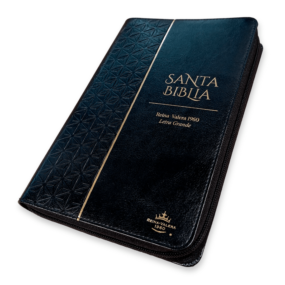 Biblia Reina Valera 1960 – Con Concordancia – Letra 11 pts – 16x23 cm – Palabras de Jesús en Rojo – Cierre – Negro Geométrico