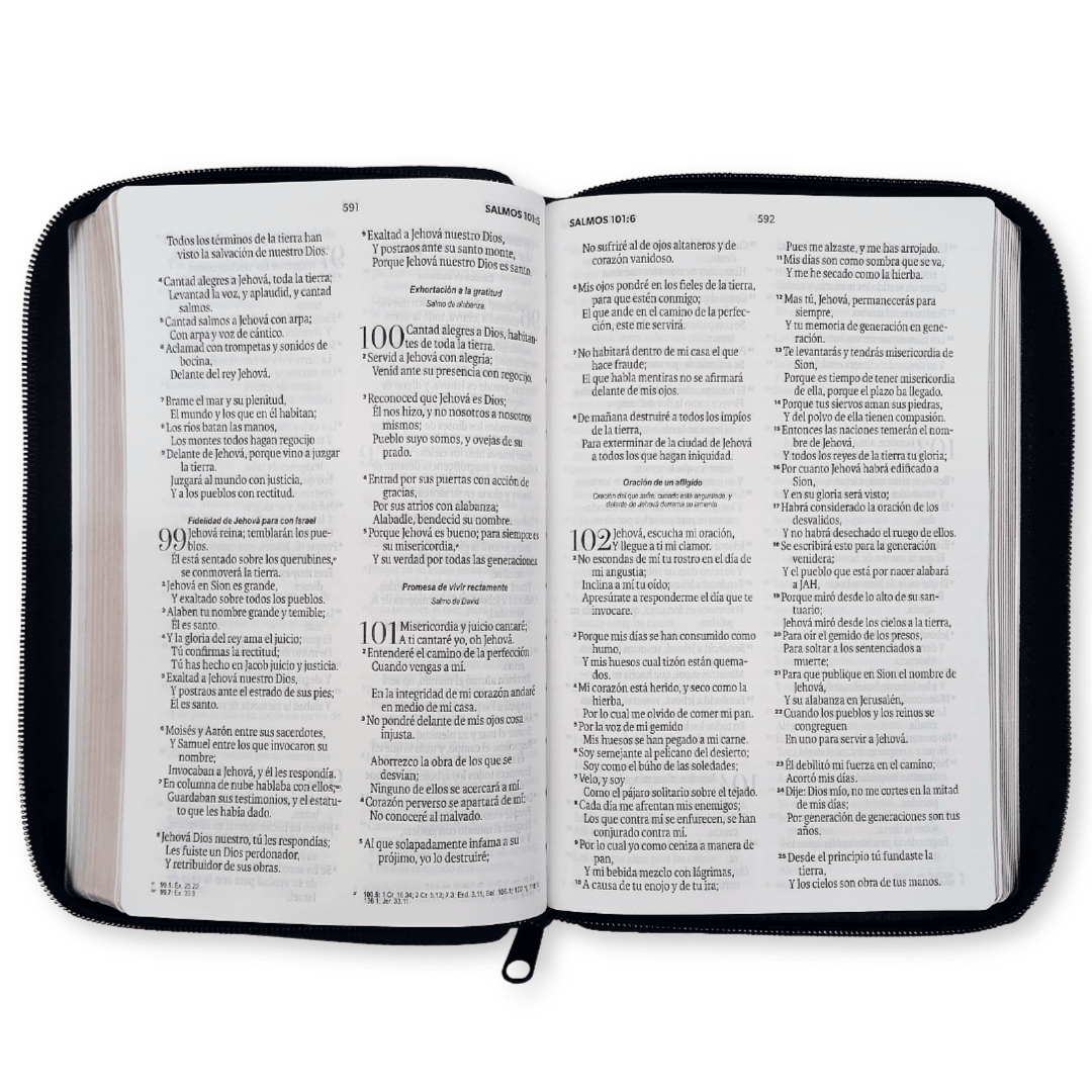 Biblia Reina Valera 1960 – Con Concordancia – Letra 11 pts – 16x23 cm – Palabras de Jesús en Rojo – Cierre – Negro Geométrico