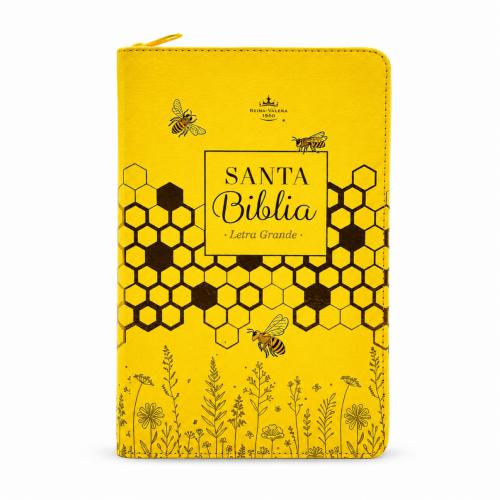 Biblia Reina Valera 1960 – Con Concordancia – Letra 11 pts – 16x23 cm – Palabras de Jesús en Rojo – Cierre – Amarillo Abejas