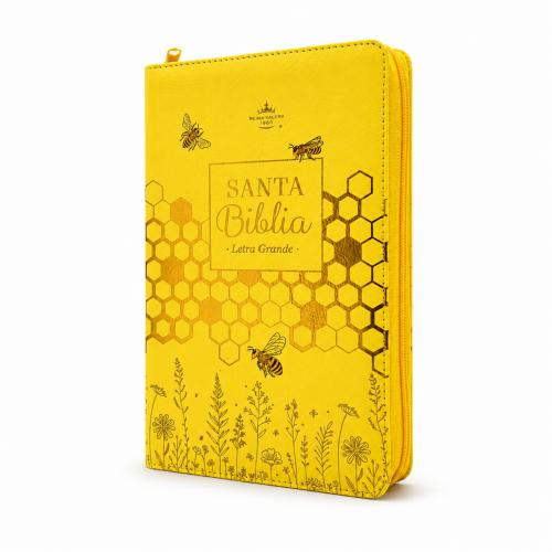 Biblia Reina Valera 1960 – Con Concordancia – Letra 11 pts – 16x23 cm – Palabras de Jesús en Rojo – Cierre – Amarillo Abejas