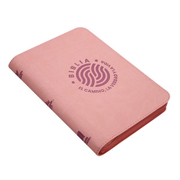 Biblia Reina Valera 1960 – 066 – Letra 12 pts Grande – 13x21 cm – Palabras de Jesús en Rojo – Tapa PU – El Camino, la Verdad y la Vida – Rosa