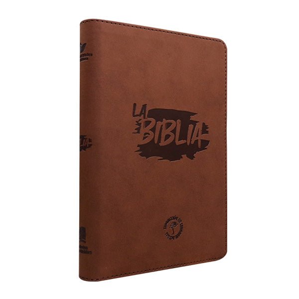 Biblia Traducción en Lenguaje Actual – 066 – Letra 11 pts – 14x21 cm – Palabras de Jesús en Rojo – Cierre – Tapa PU Marron