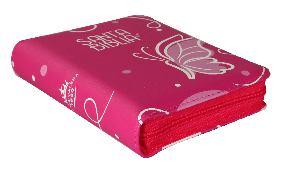 Biblia Reina Valera 1960 – 025 – Con Concordancia – Letra 8 pts – 10,5x14,5 cm – Palabras de Jesús en Rojo – Cierre – Fucsia