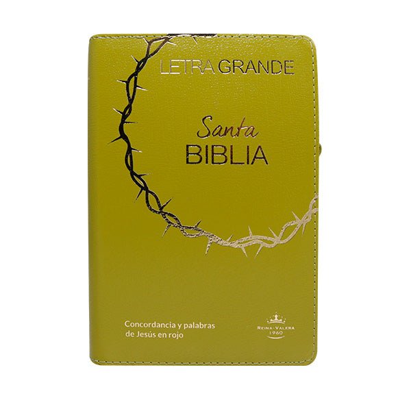 Biblia Reina Valera 1960 – Tapa Imitación Piel Covertext Verde, con Cierre, Concordancia, Palabras de Jesús en Rojo, con Índice, 14 x 20 cm, Letra 12 Puntos