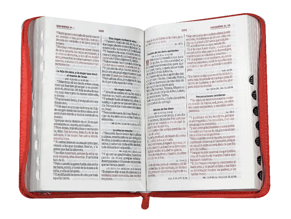 Biblia Reina Valera 1960 – 056 – Con Concordancia – Letra 10 pts – 15,5x21 cm – Palabras de Jesús en Rojo – Cierre con Índice – Tapa PU Naranja/Blanco
