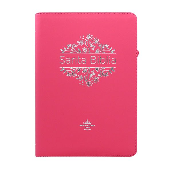 Biblia Reina Valera 1960 – Tapa Imitación Piel Rosa, con Cierre, Palabras de Jesús en Rojo, 14 x 21 cm, Letra 12 Puntos