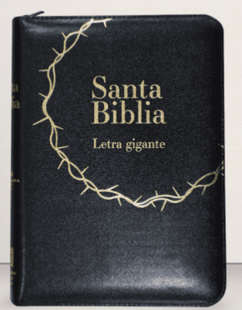 Biblia Reina Valera 1960 letra gigante con cierre imitación piel negra canto dorado